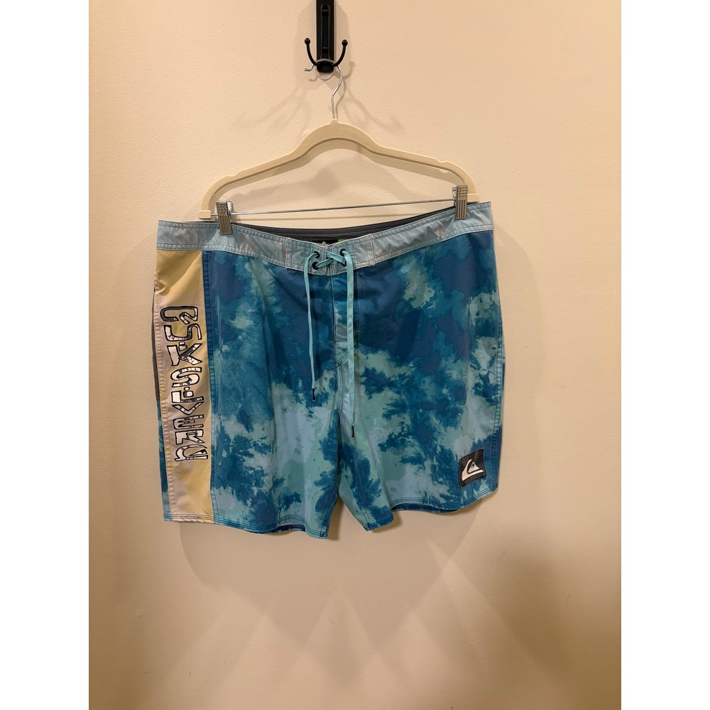 Quiksilver Highline Mens Blue Tie Dye Board Shorts Swim Trunks Size 40